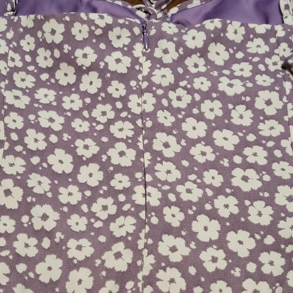 Pink Lily Purple Floral Ruffle Tank Dress Lightweight Summer Dress Size Large